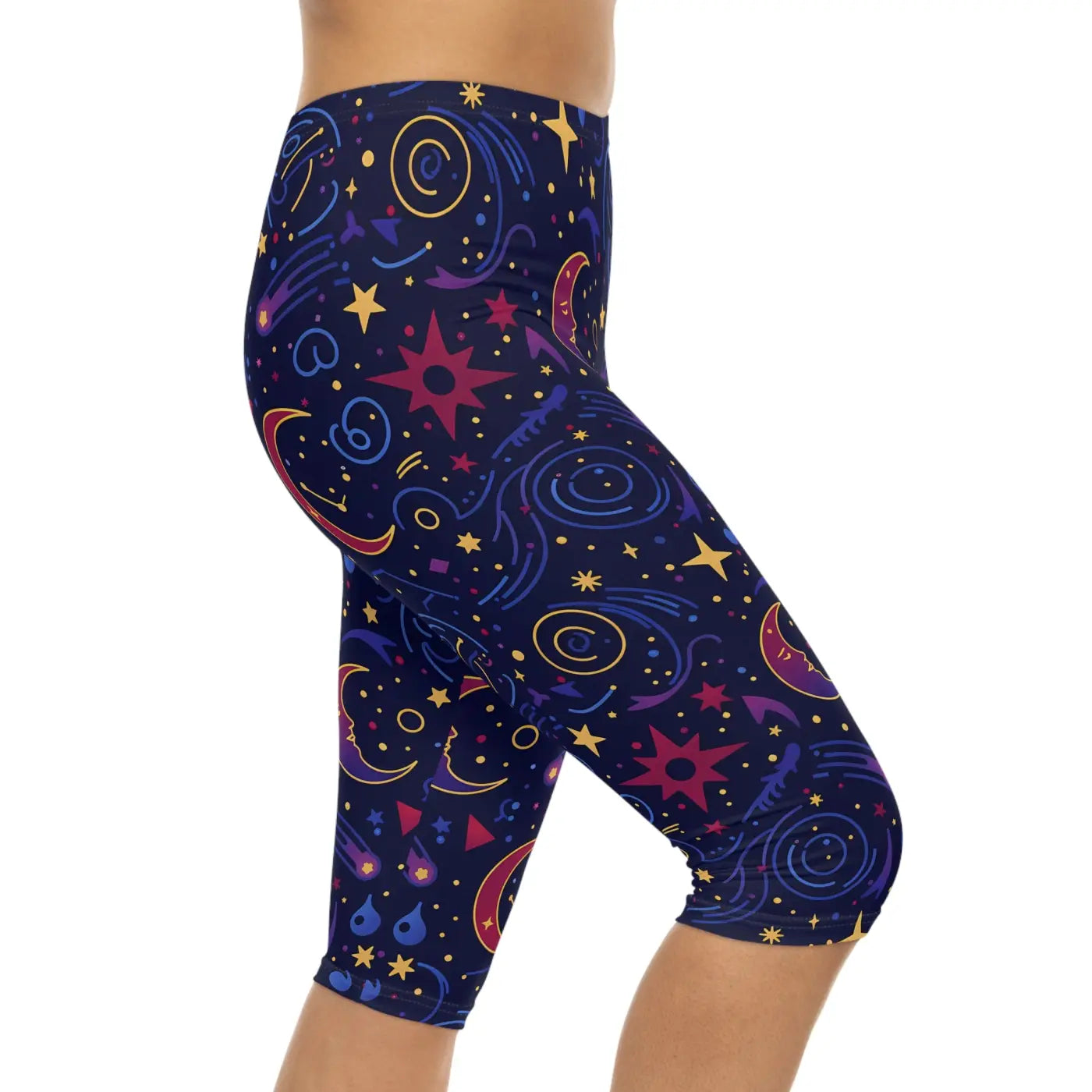 Cosmic Moon Capri Leggings - Celestial Activewear - DipaliZ