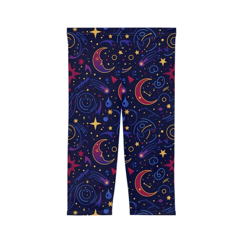 Cosmic Moon Capri Leggings - Celestial Activewear - DipaliZ