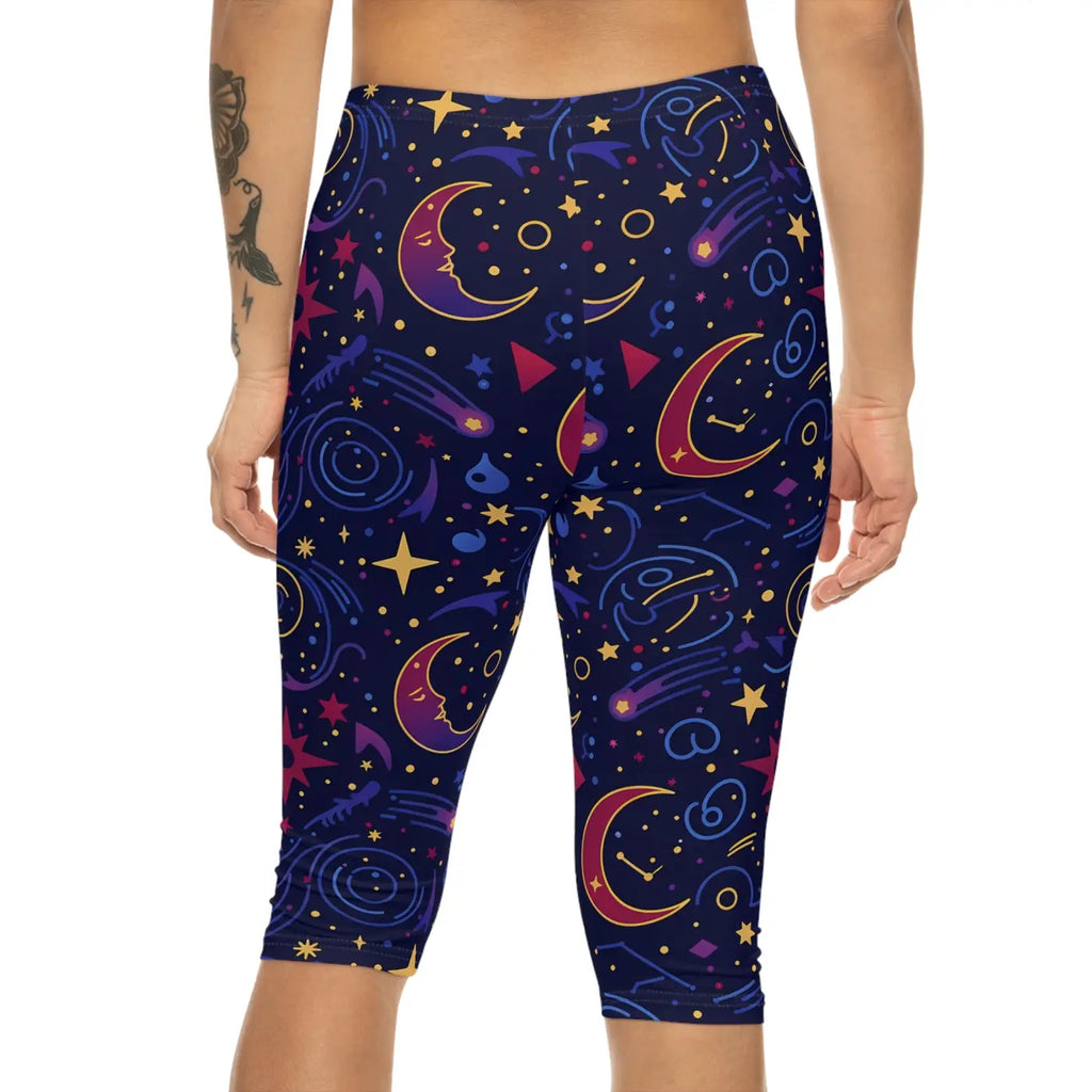 Cosmic Moon Capri Leggings - Celestial Activewear - DipaliZ