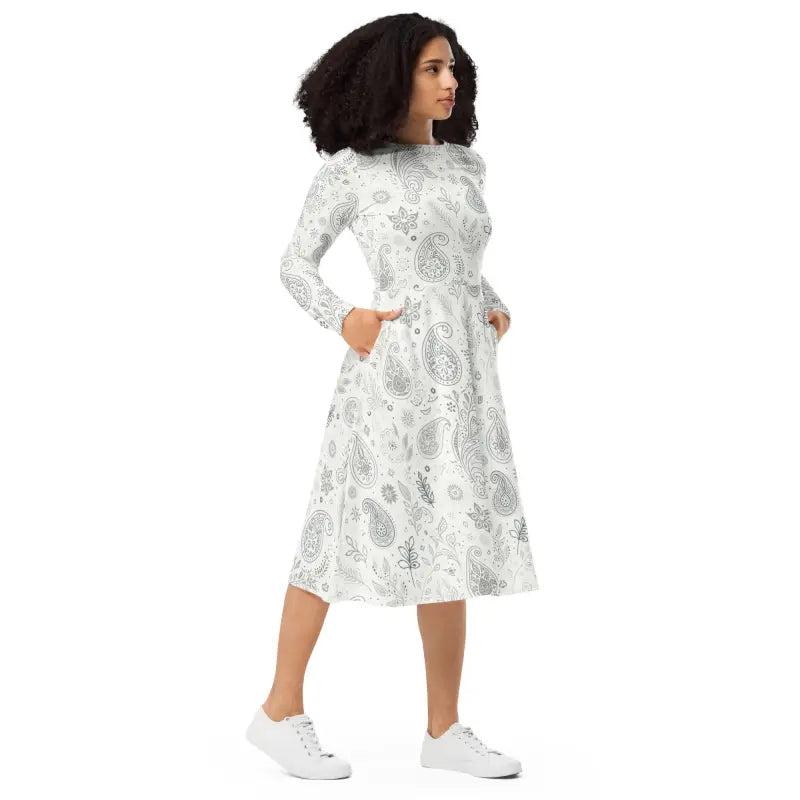 Floral Fantasy Midi Dress - Fitted Waist Silhouette - DipaliZ