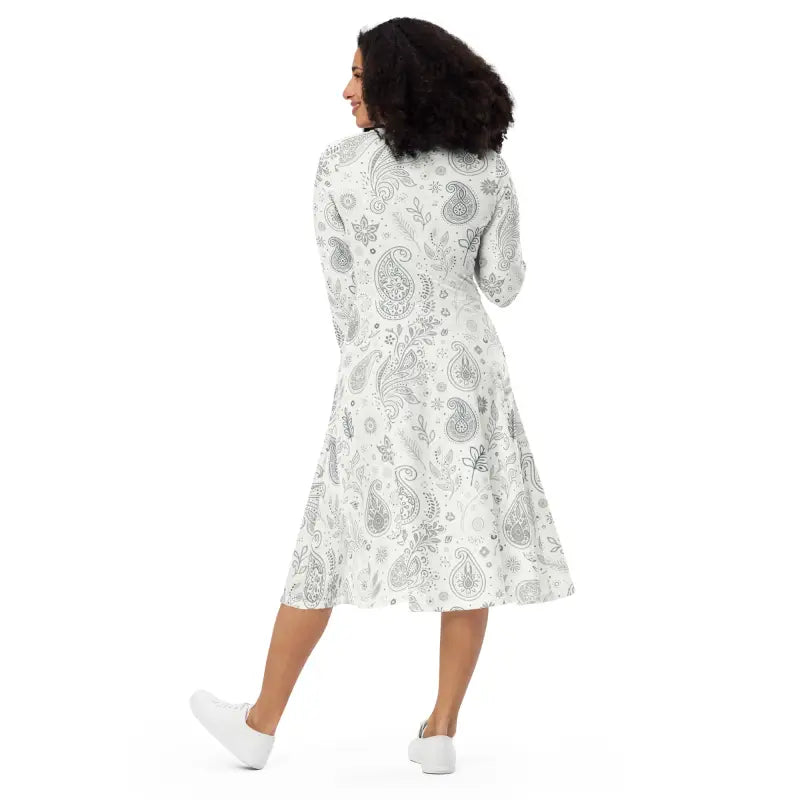 Floral Fantasy Midi Dress - Fitted Waist Silhouette - DipaliZ