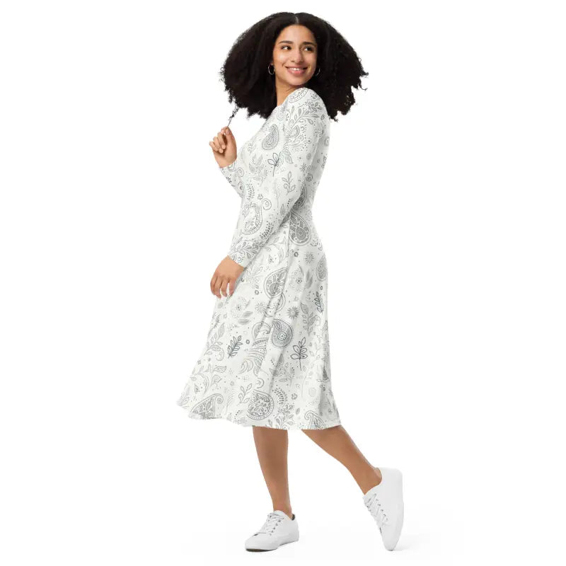 Floral Fantasy Midi Dress - Fitted Waist Silhouette - DipaliZ