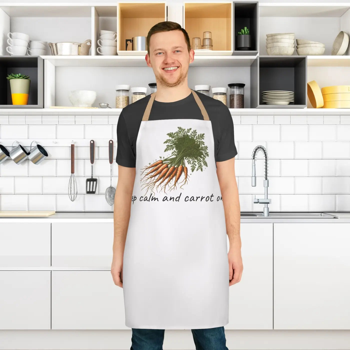 Stylish Apron - All-Over Carrot Print Tie-Back - DipaliZ