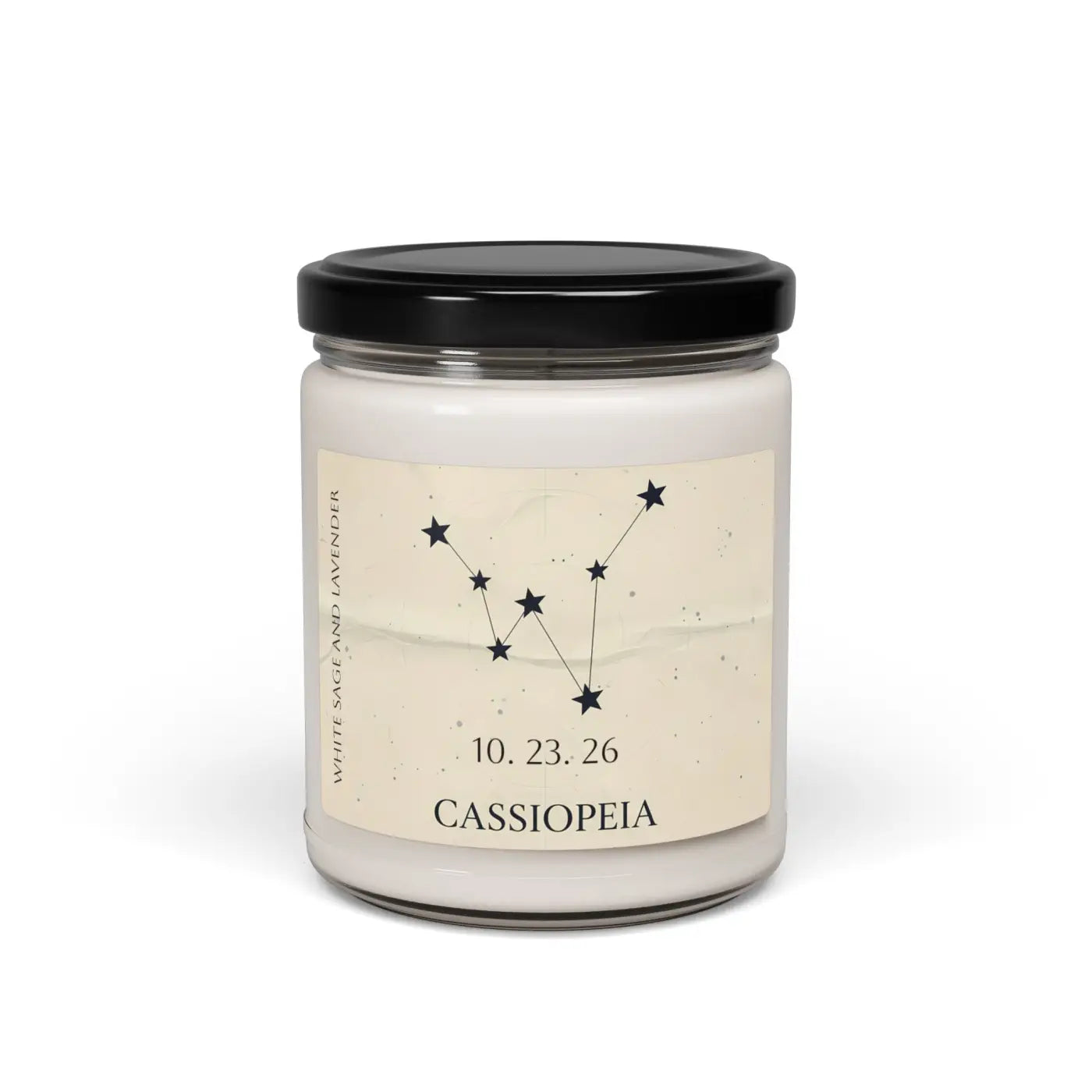 Personalized Constellation Soy Candle - Cassiopeia Design - DipaliZ