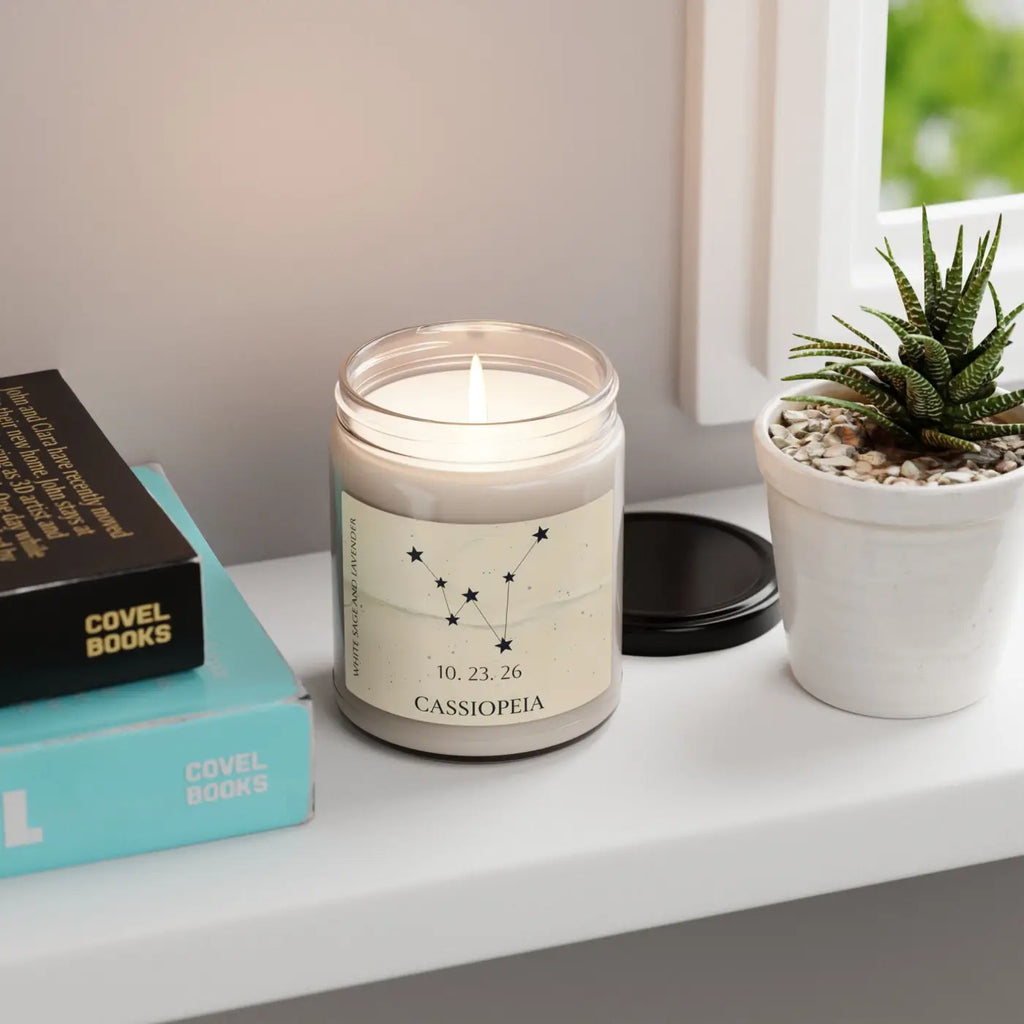 Personalized Constellation Soy Candle - Cassiopeia Design - DipaliZ