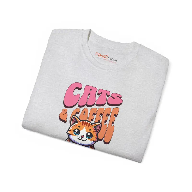 Ultra Cotton Tee - Cat and Coffee Lover Design - DipaliZ
