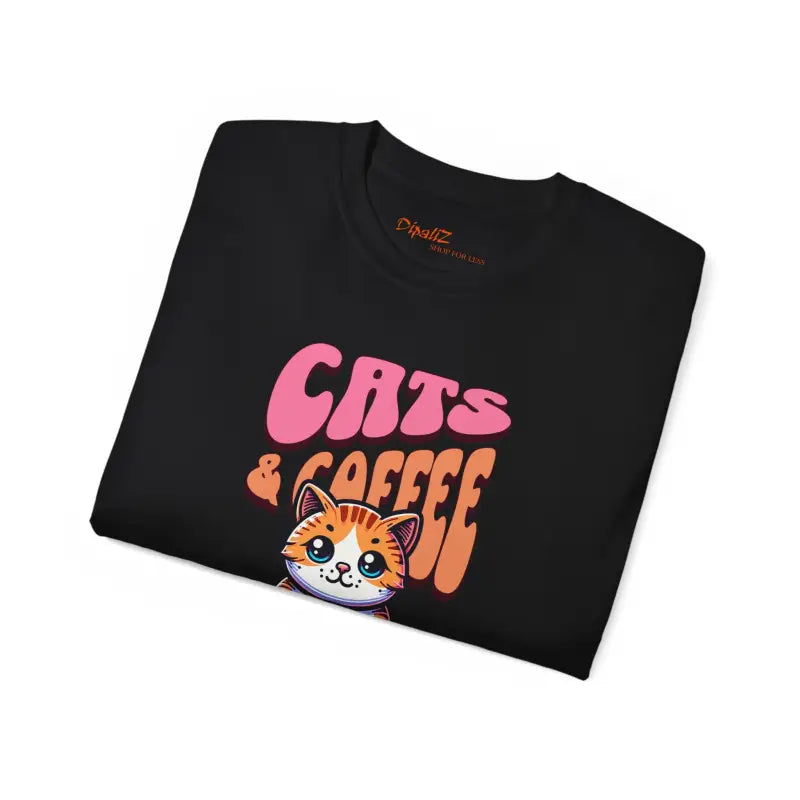 Ultra Cotton Tee - Cat and Coffee Lover Design - DipaliZ