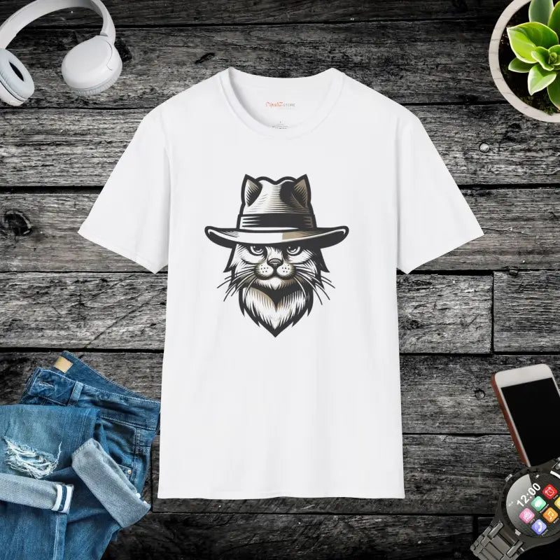 Cat With A Hat Cotton Tee - Eco-Friendly Gifts - DipaliZ