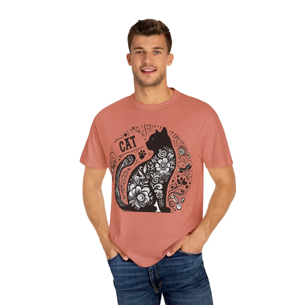 Floral Unisex Tee - Vibrant Artistic Cat Design - DipaliZ