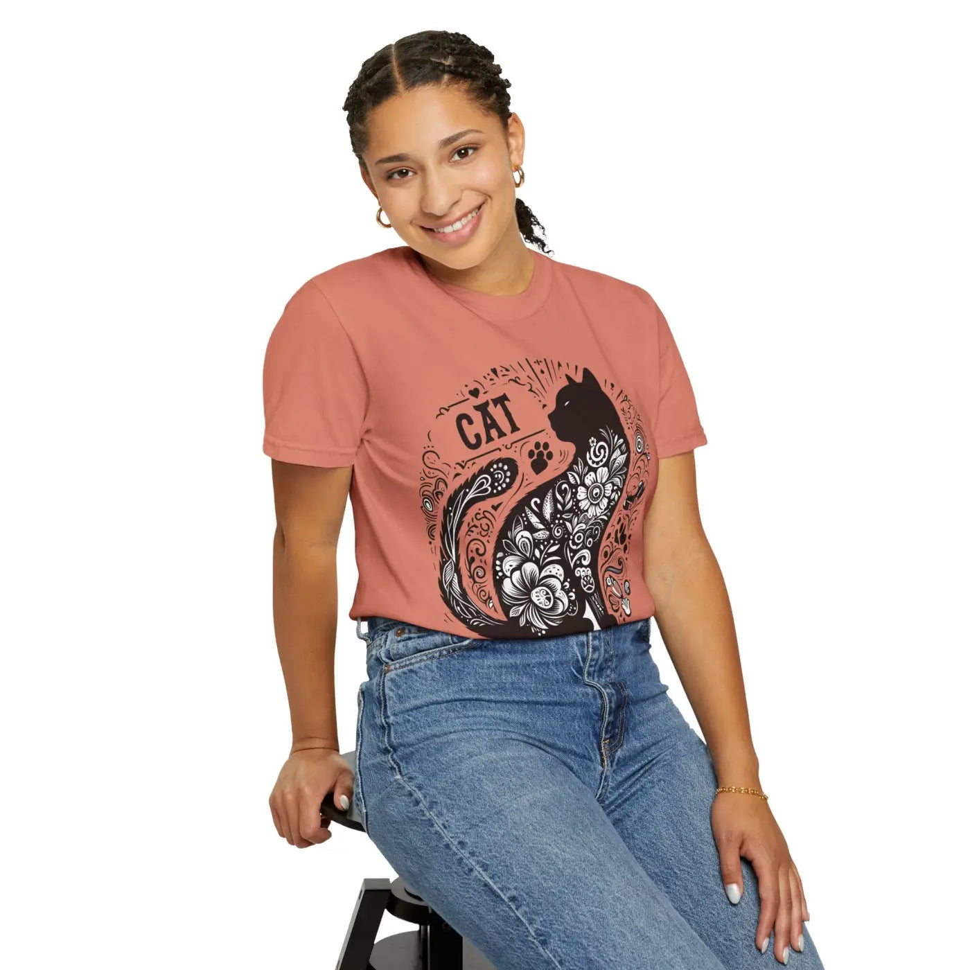 Floral Unisex Tee - Vibrant Artistic Cat Design - DipaliZ