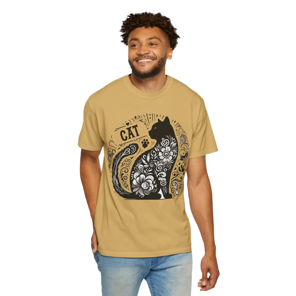 Floral Unisex Tee - Vibrant Artistic Cat Design - DipaliZ