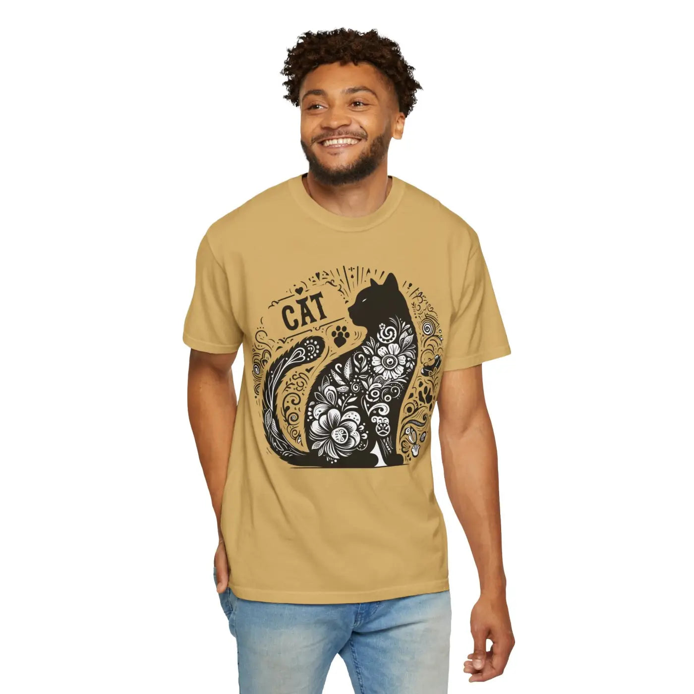 Floral Unisex Tee - Vibrant Artistic Cat Design - DipaliZ