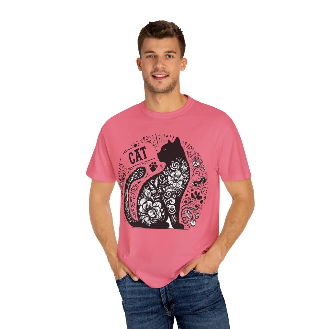 Floral Unisex Tee - Vibrant Artistic Cat Design - DipaliZ