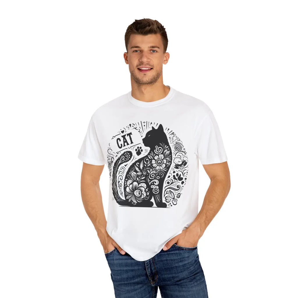 Floral Unisex Tee - Vibrant Artistic Cat Design - DipaliZ