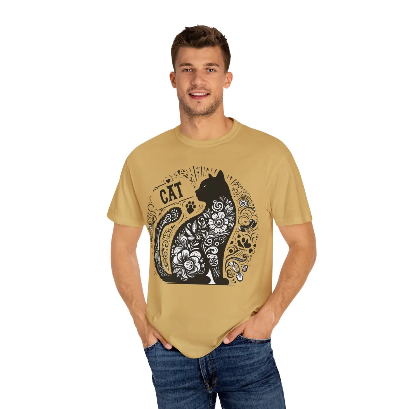 Floral Unisex Tee - Vibrant Artistic Cat Design - DipaliZ