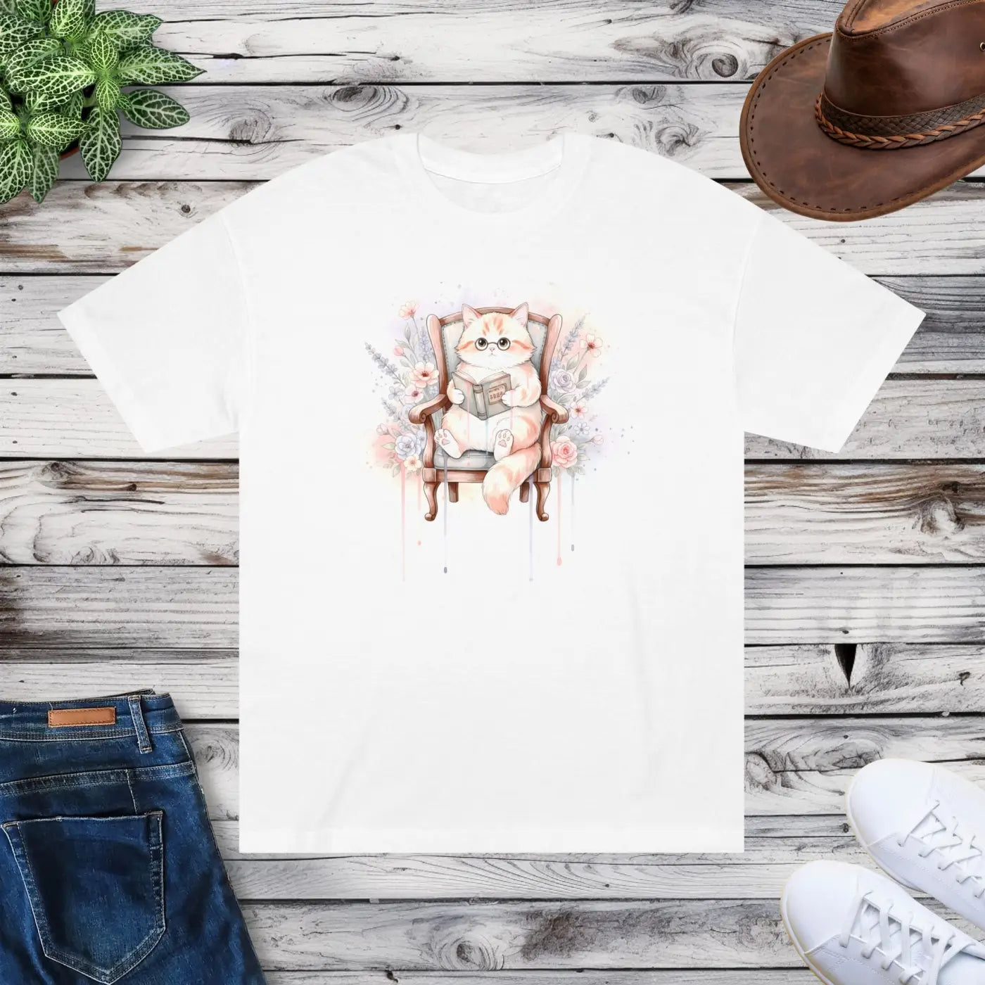 Watercolor Kitten Graphic Tee - Cozy Book Lovers Shirt - DipaliZ