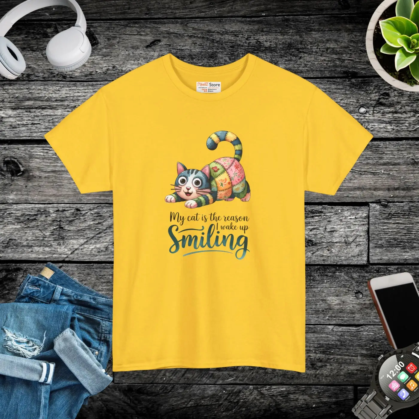 Cat Lover Tee - Unisex Heavy Cotton Feline Design - DipaliZ