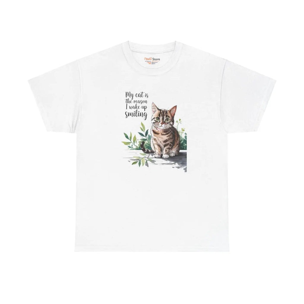 Cat Lovers Heavy Cotton Tee - Smiling Unisex Design - DipaliZ