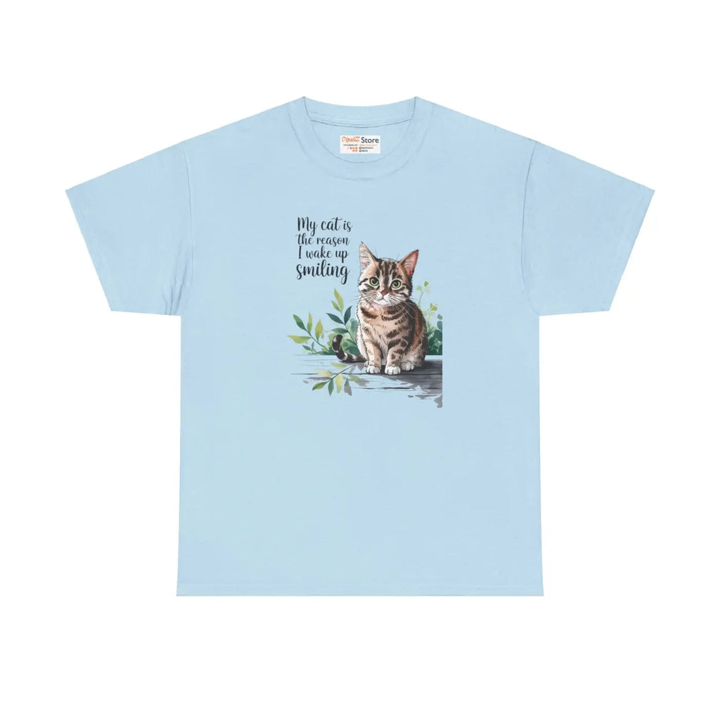 Cat Lovers Heavy Cotton Tee - Smiling Unisex Design - DipaliZ