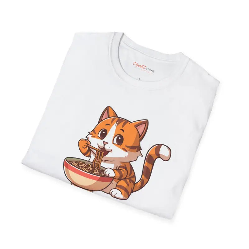 Noodle-Slurping Cat Tee - Purrrfectly Durable Unisex - DipaliZ