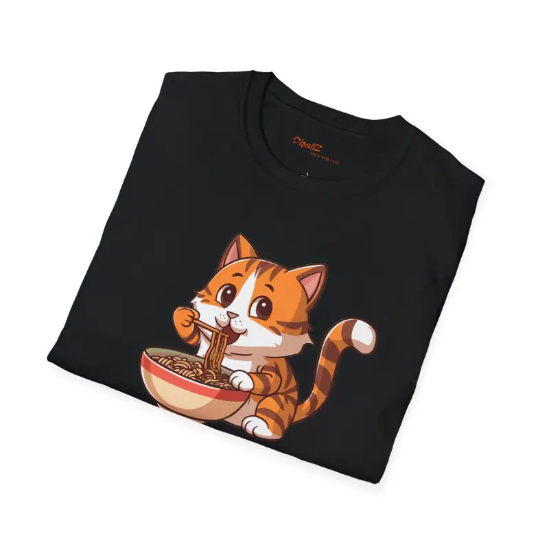 Noodle-Slurping Cat Tee - Purrrfectly Durable Unisex - DipaliZ