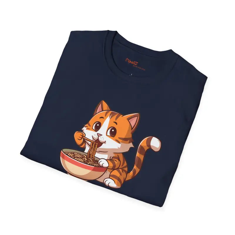 Noodle-Slurping Cat Tee - Purrrfectly Durable Unisex - DipaliZ