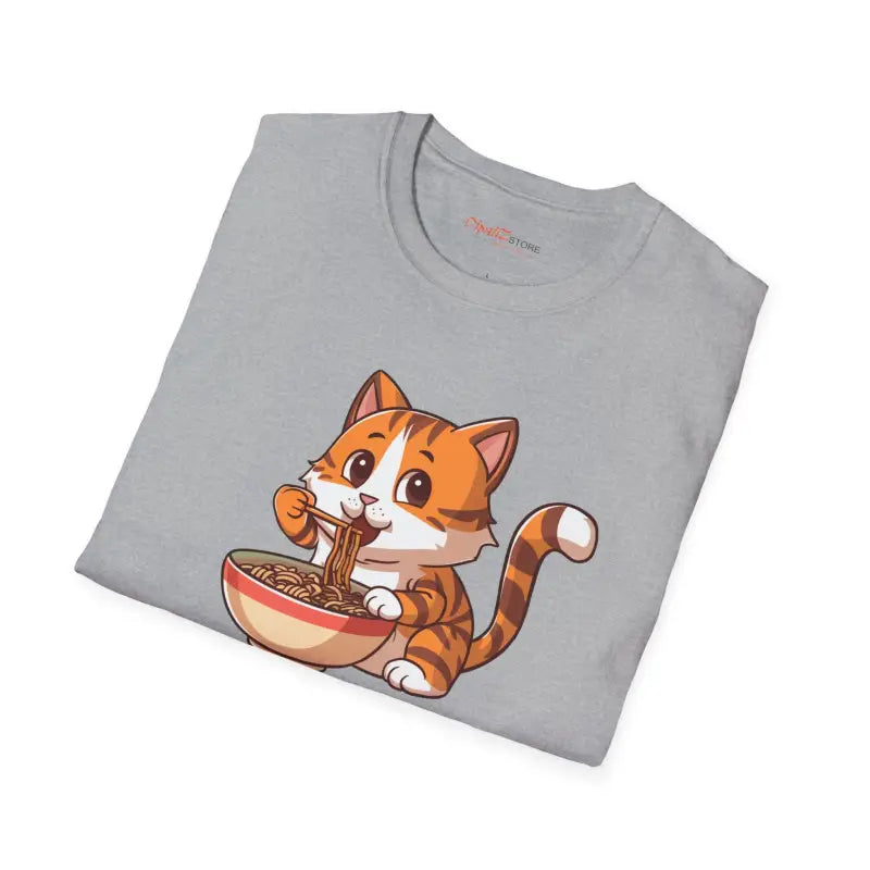 Noodle-Slurping Cat Tee - Purrrfectly Durable Unisex - DipaliZ