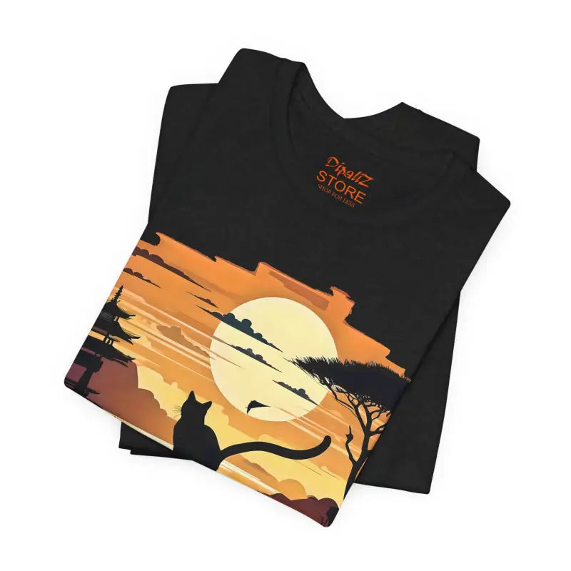 Cat Sunset Graphic Unisex Jersey Short Sleeve Tee - DipaliZ