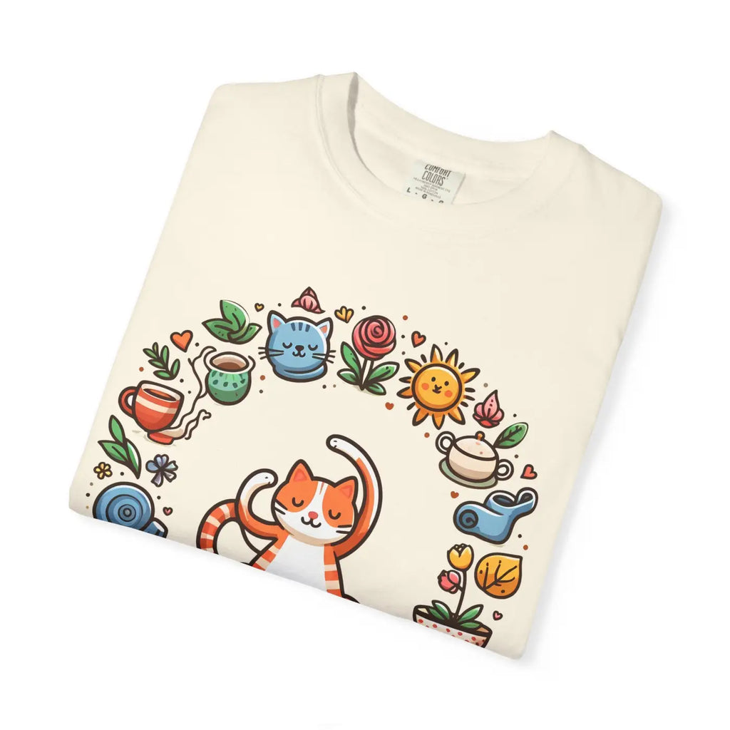 Cat Yoga Lovers Whimsical Pet Tee - Unisex Garment-Dyed - DipaliZ