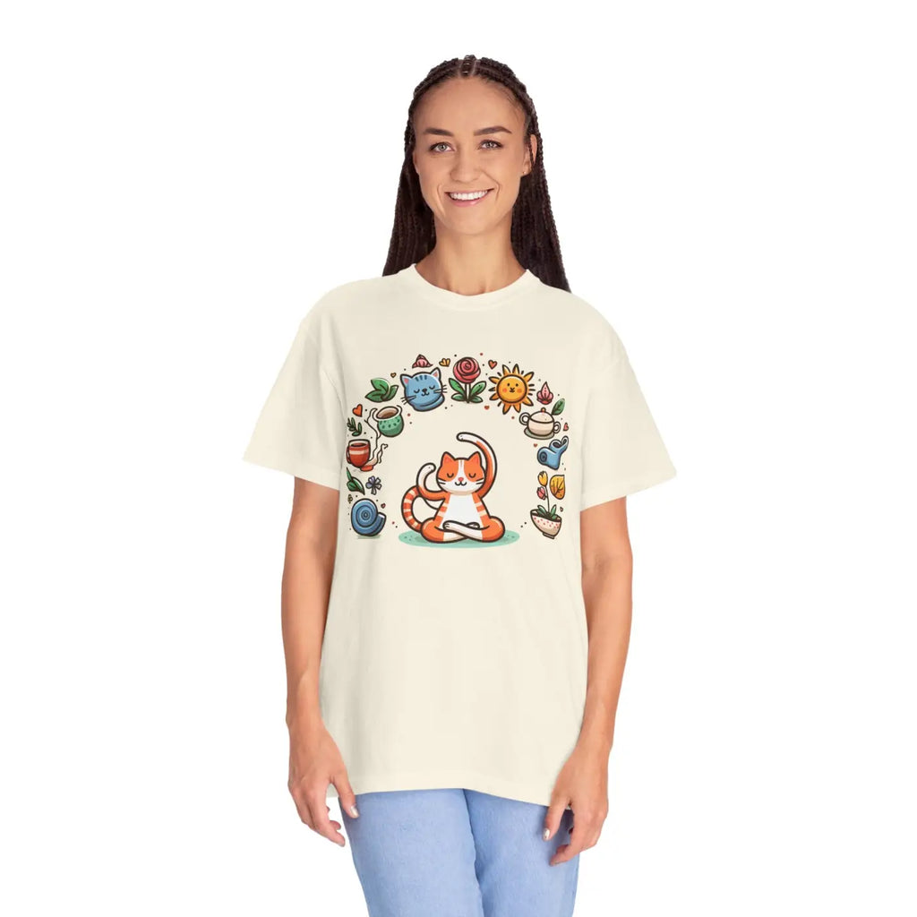 Cat Yoga Lovers Whimsical Pet Tee - Unisex Garment-Dyed - DipaliZ
