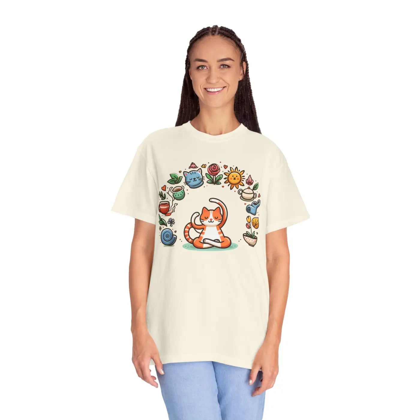 Cat Yoga Lovers Whimsical Pet Tee - Unisex Garment-Dyed - DipaliZ