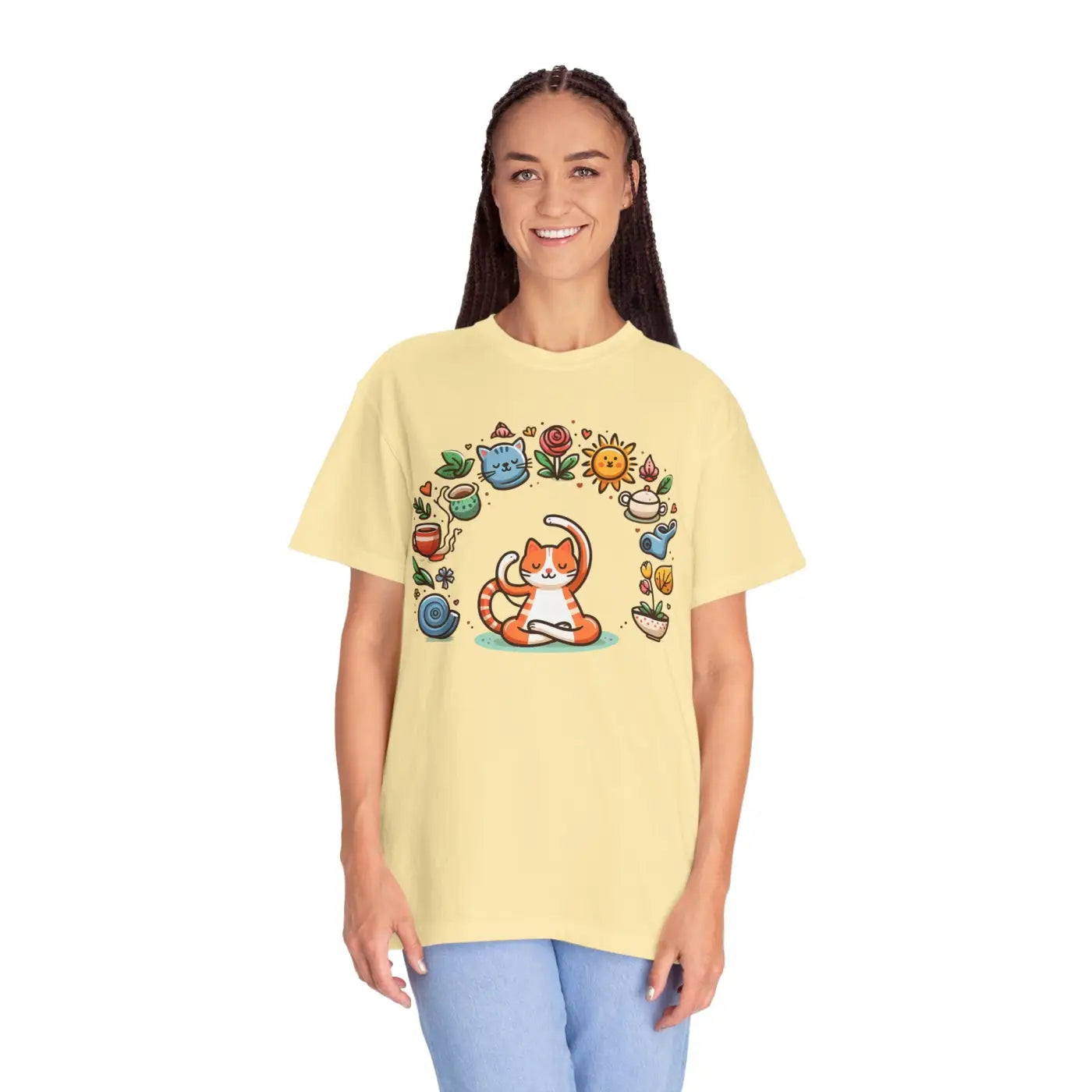 Cat Yoga Lovers Whimsical Pet Tee - Unisex Garment-Dyed - DipaliZ