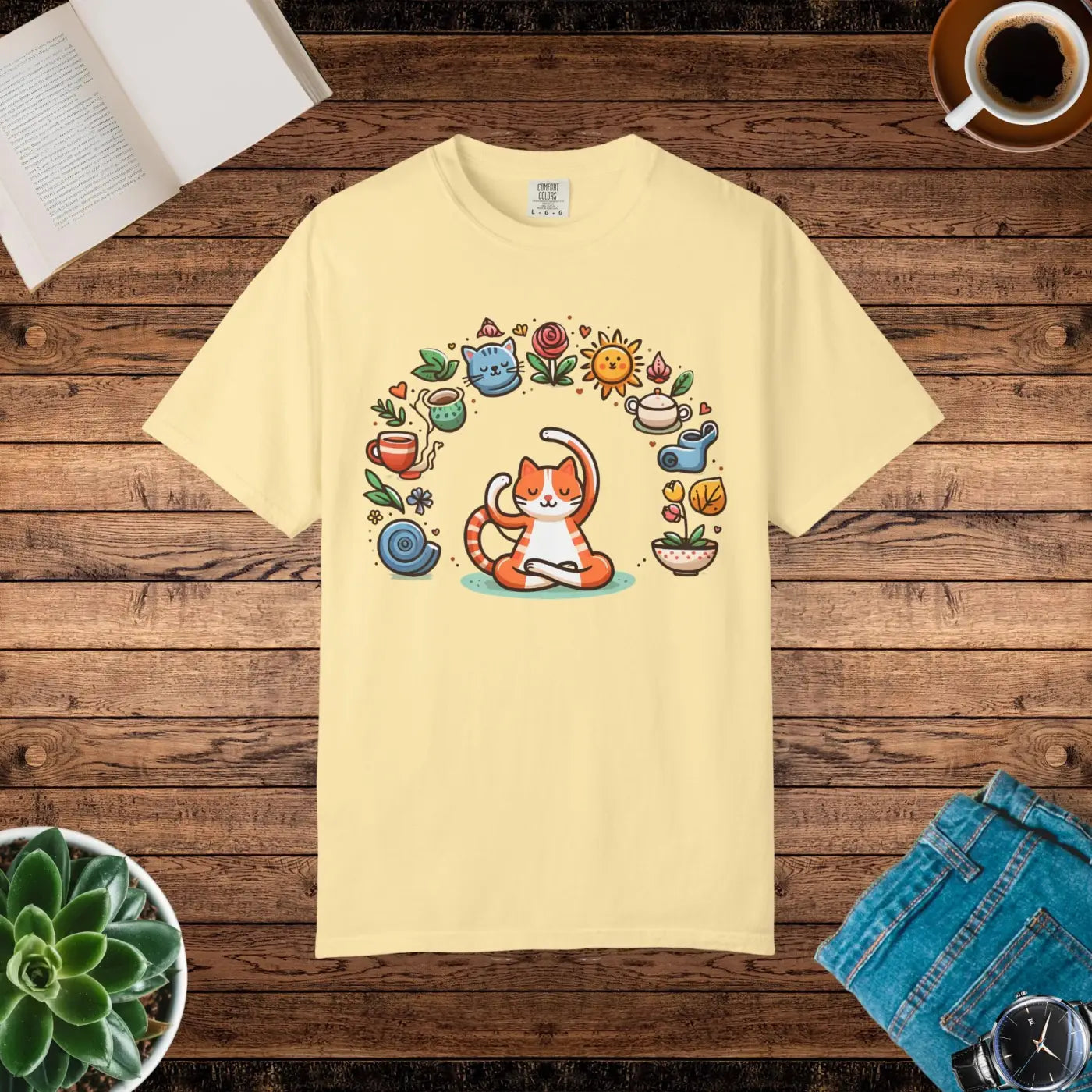Cat Yoga Lovers Whimsical Pet Tee - Unisex Garment-Dyed - DipaliZ