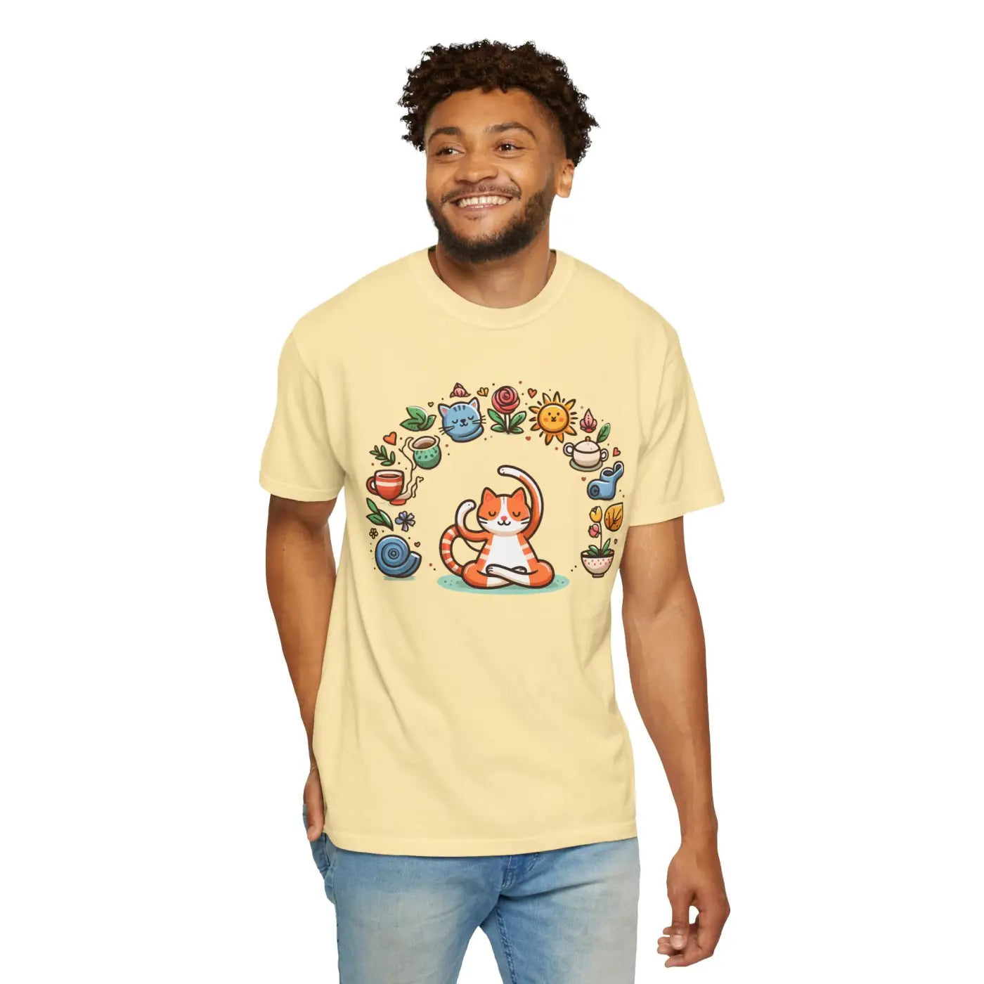 Cat Yoga Lovers Whimsical Pet Tee - Unisex Garment-Dyed - DipaliZ