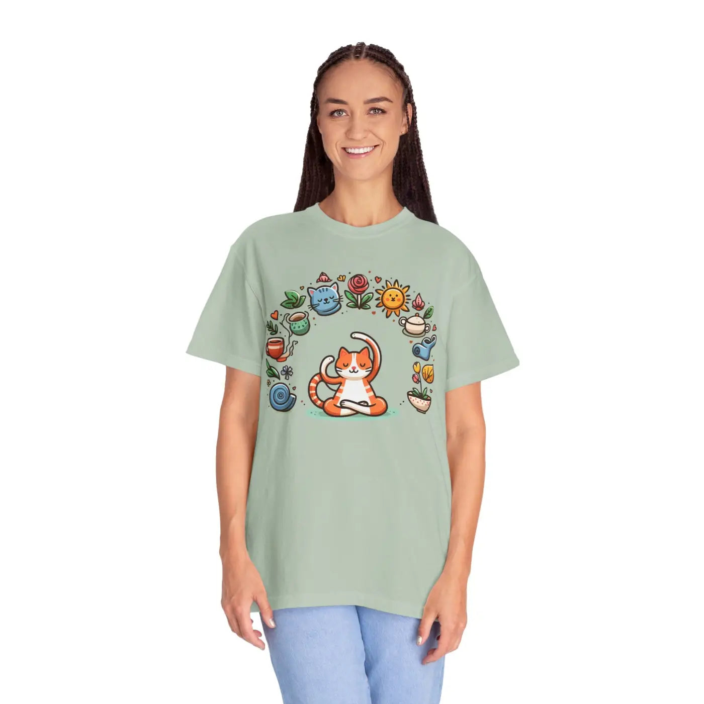 Cat Yoga Lovers Whimsical Pet Tee - Unisex Garment-Dyed - DipaliZ