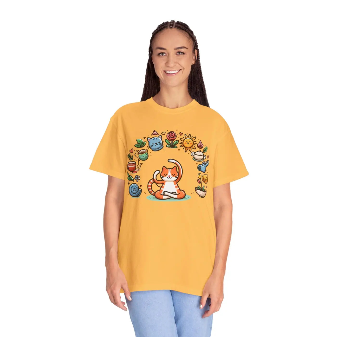Cat Yoga Lovers Whimsical Pet Tee - Unisex Garment-Dyed - DipaliZ