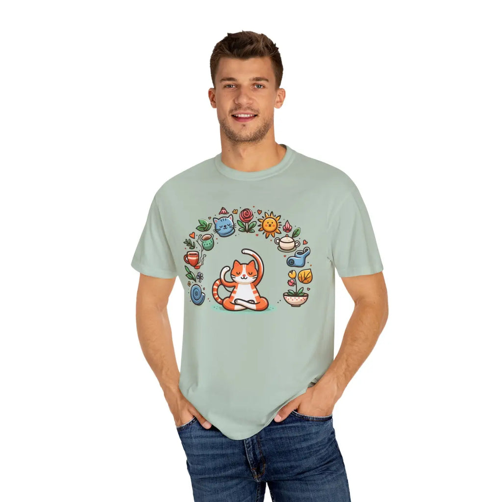 Cat Yoga Lovers Whimsical Pet Tee - Unisex Garment-Dyed - DipaliZ