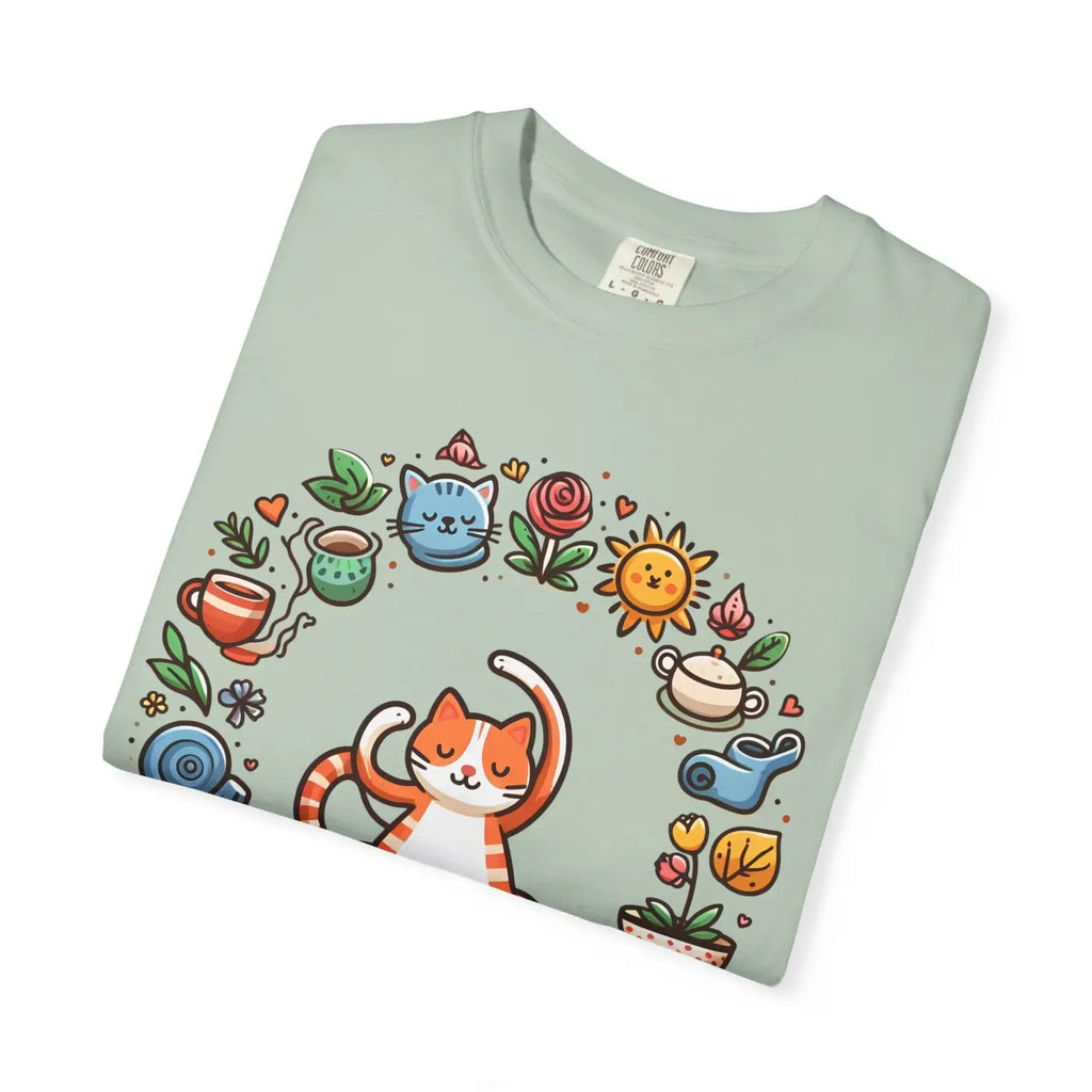 Cat Yoga Lovers Whimsical Pet Tee - Unisex Garment-Dyed - DipaliZ