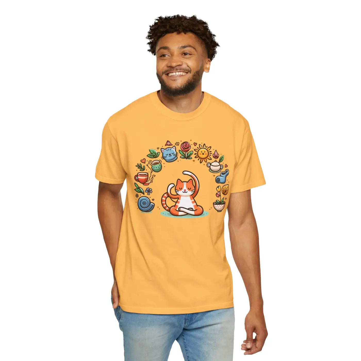 Cat Yoga Lovers Whimsical Pet Tee - Unisex Garment-Dyed - DipaliZ