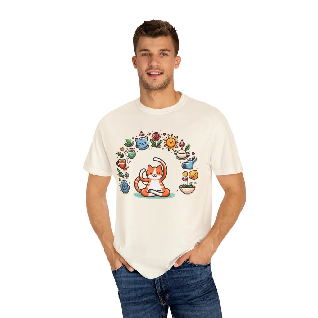 Cat Yoga Lovers Whimsical Pet Tee - Unisex Garment-Dyed - DipaliZ