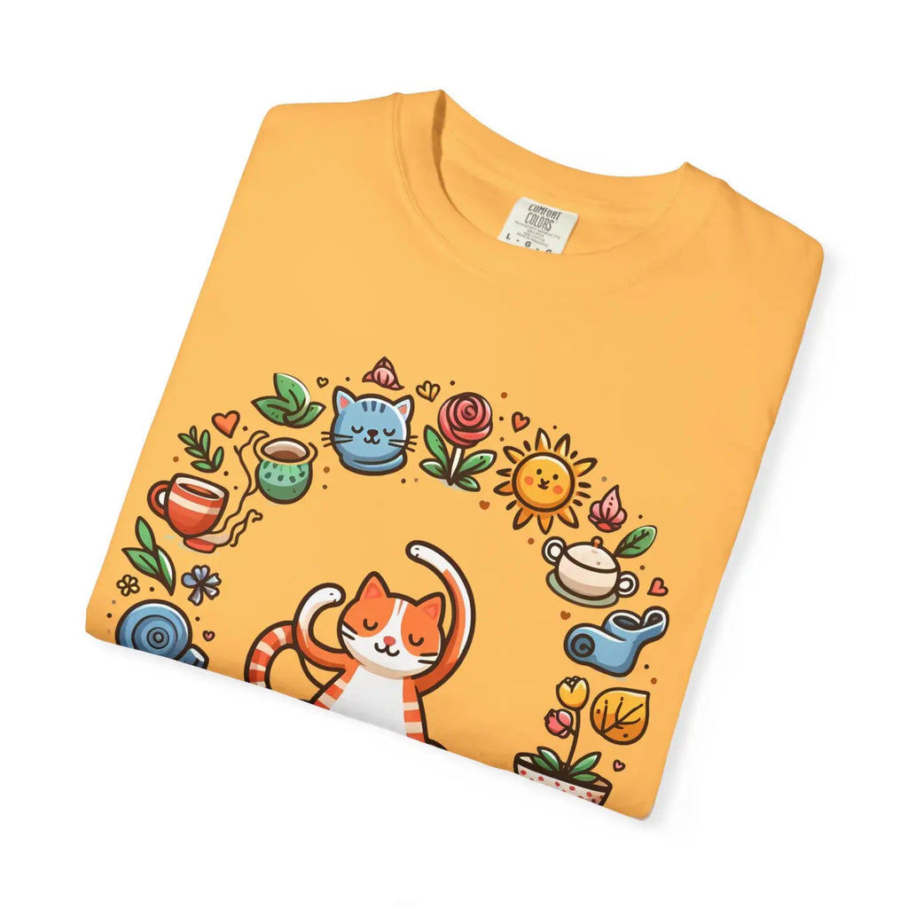 Cat Yoga Lovers Whimsical Pet Tee - Unisex Garment-Dyed - DipaliZ