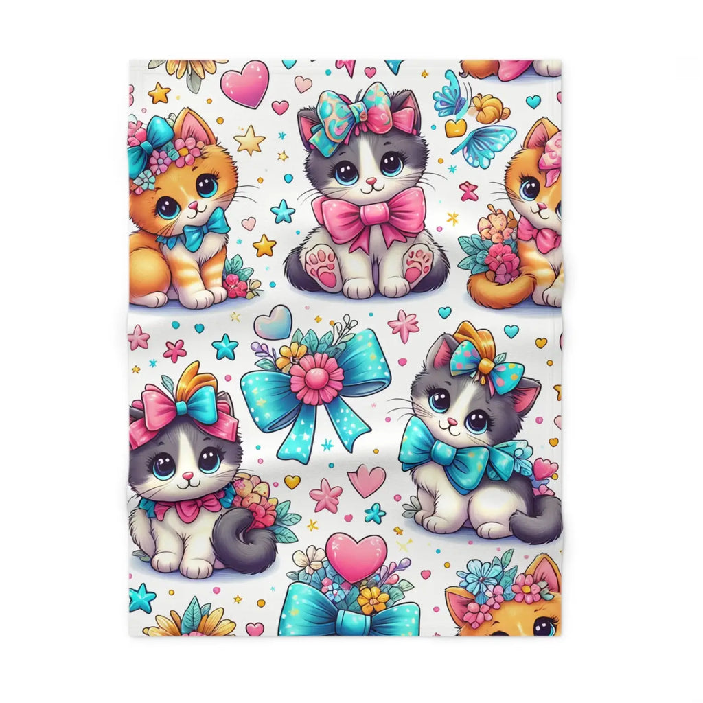 Cozy Cats Fleece Baby Blanket - Kittens Design - DipaliZ