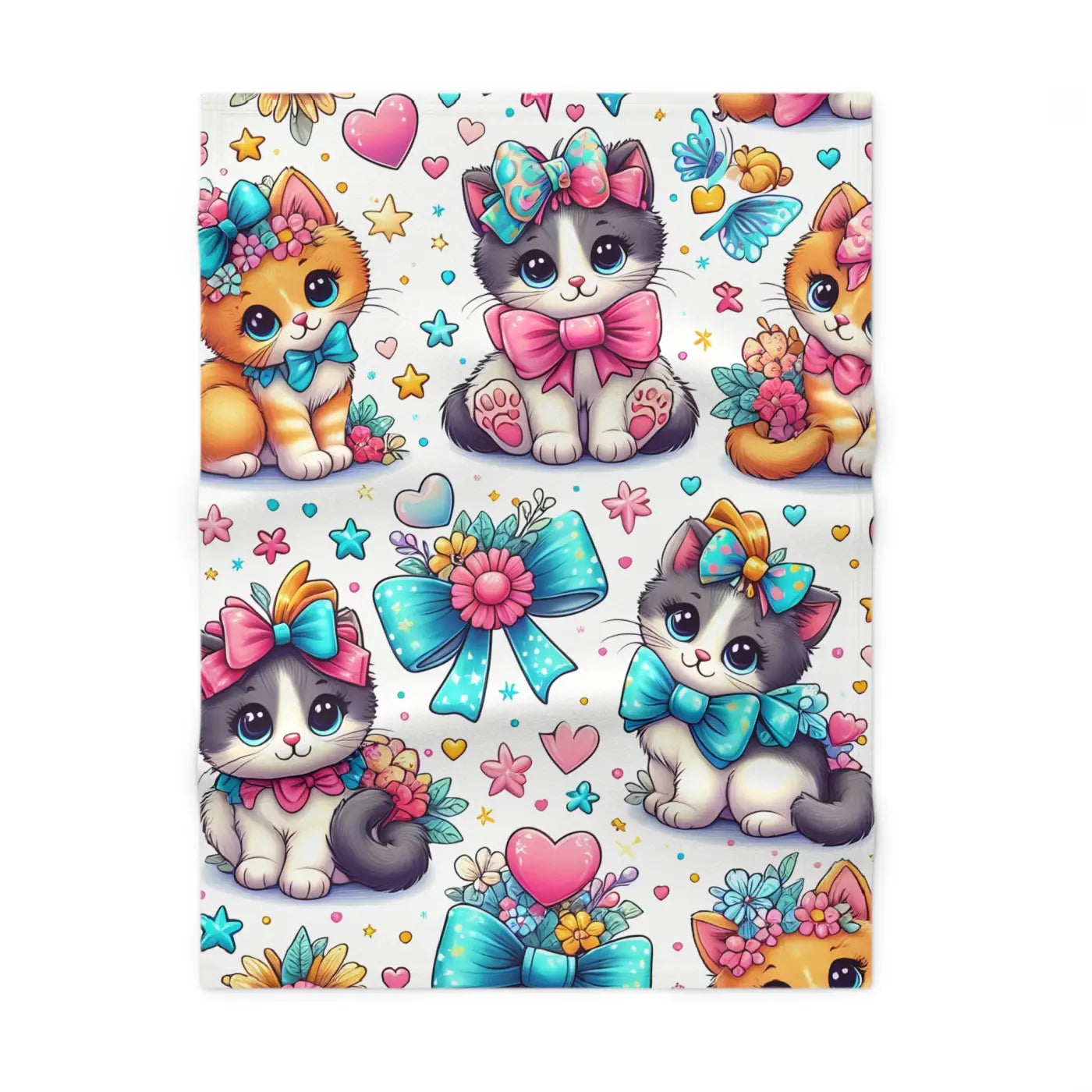 Cozy Cats Fleece Baby Blanket - Kittens Design - DipaliZ