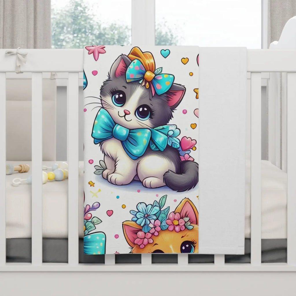 Cozy Cats Fleece Baby Blanket - Kittens Design - DipaliZ
