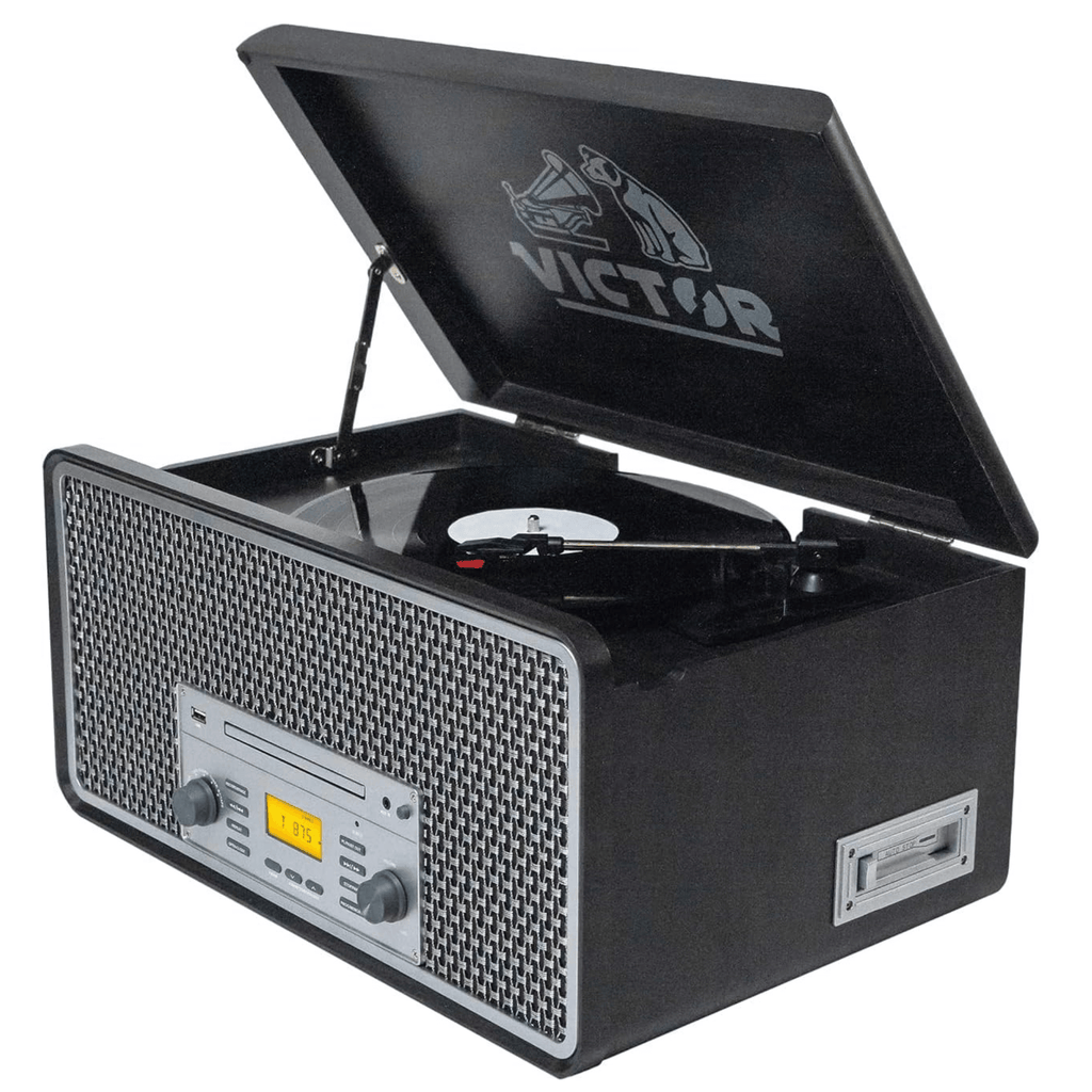 Victor Monument 8-in-1 Wood Music Center Graphite - Refurbished