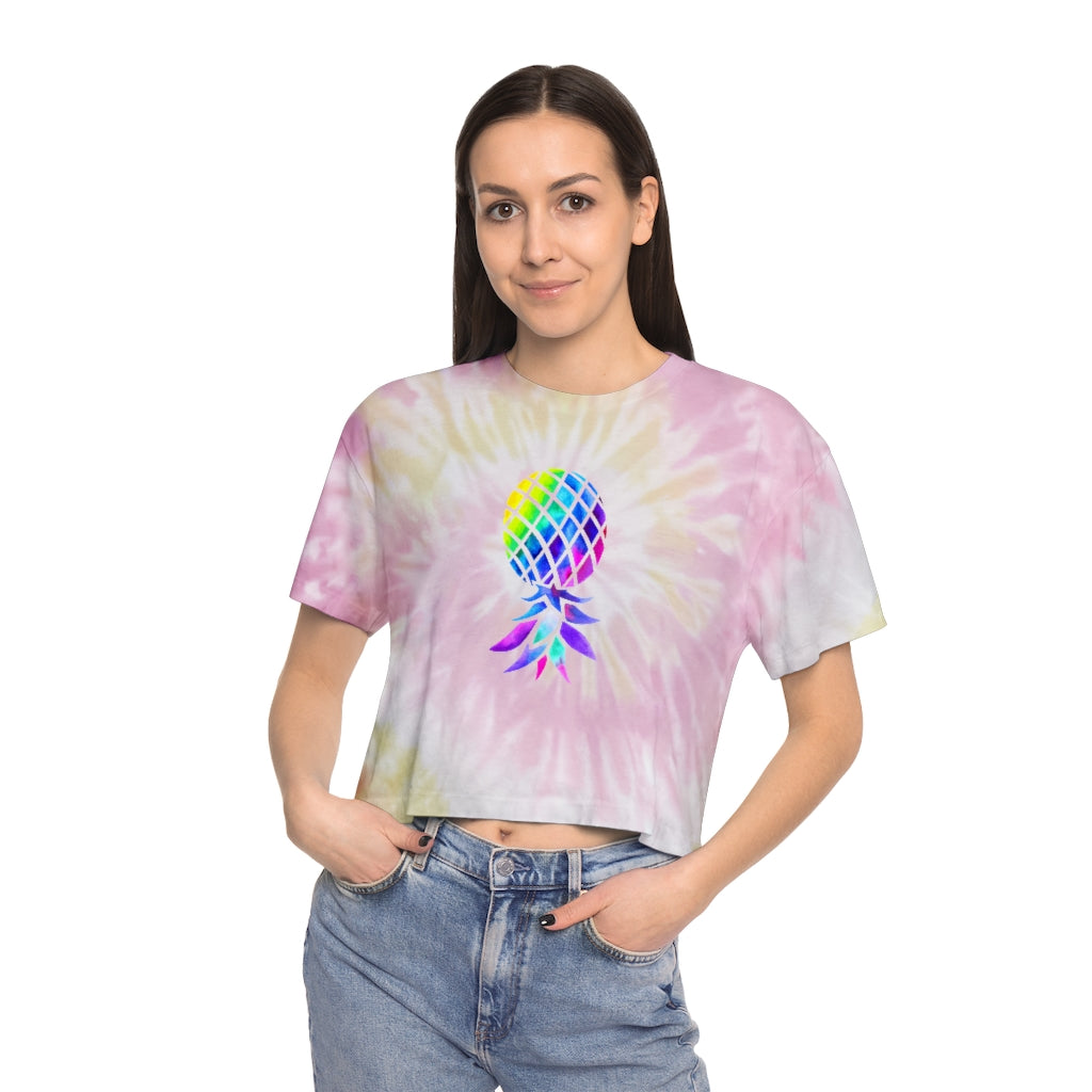 Upside Down Pineapple Women's Tie-Dye Crop Tee