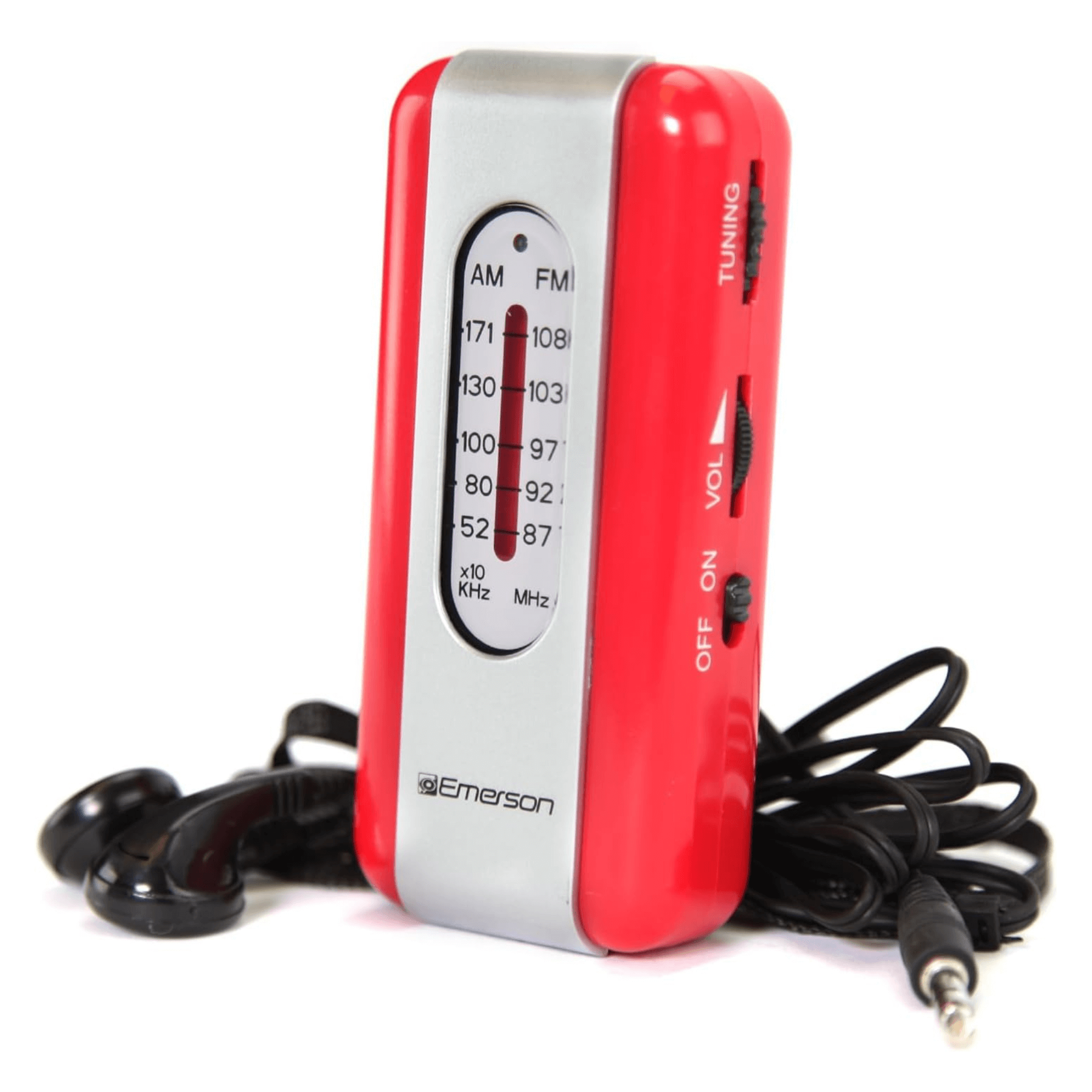 Emerson Portable AMFM Radio with Earbuds and Wide Frequency Range of Stations