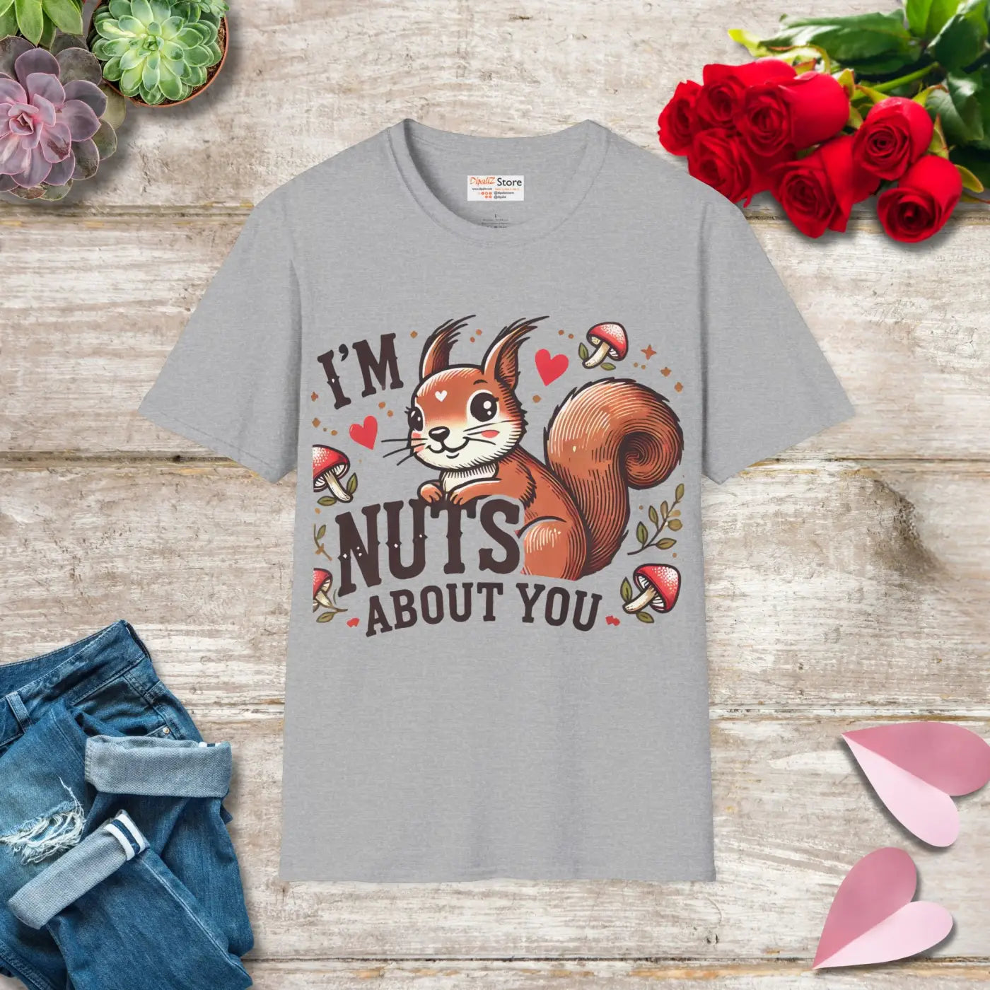 Nuts About You Squirrel Cotton Tee - Eco-Friendly Gifts - DipaliZ