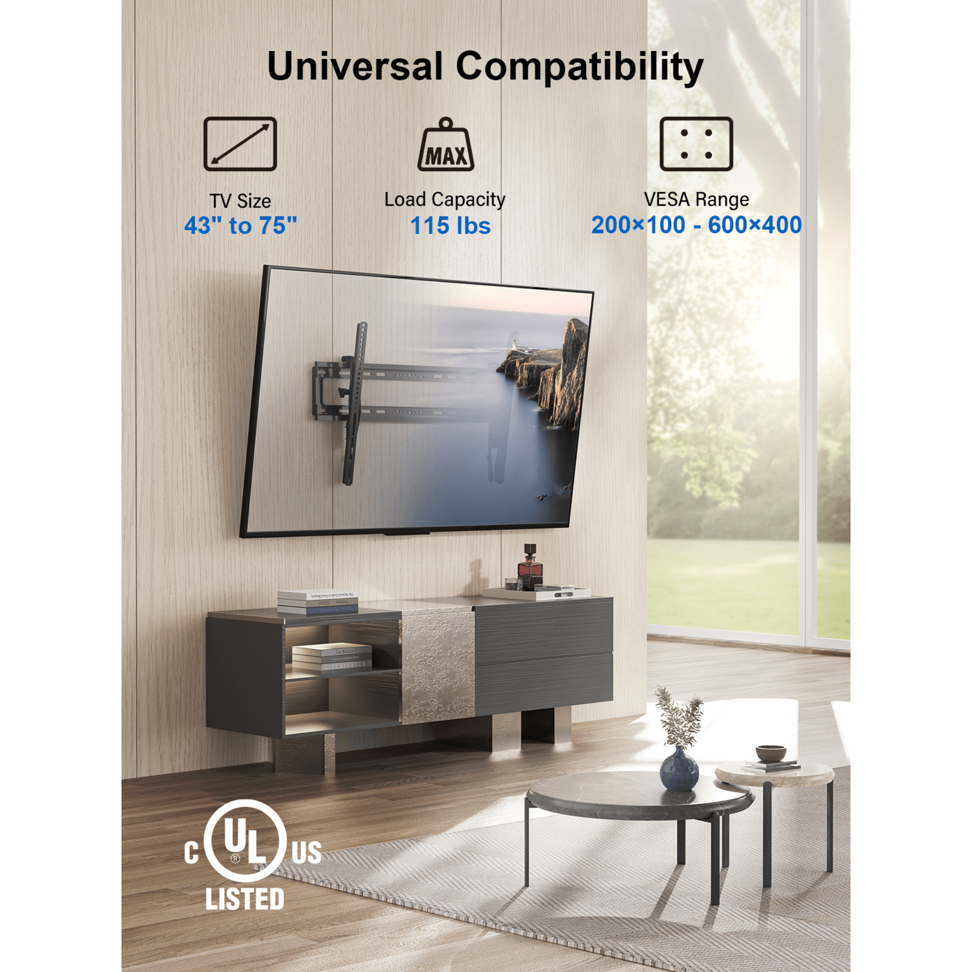 ErgoAV Tilt Mount for TVs 43" to 75"