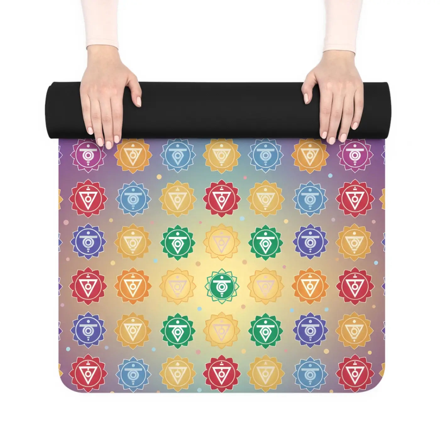 Rainbow Chakra Mandala Rubber Yoga Mat - Suede Microfiber - DipaliZ